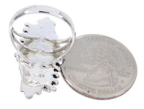 Southwest Jewelry Silver Needlepoint Turquoise Ring Size 7-1/4 BW67960